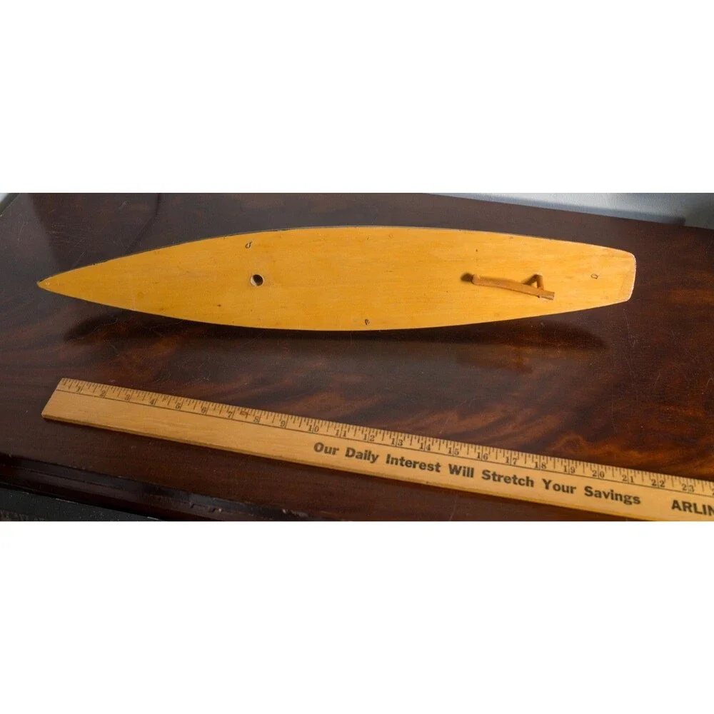 Vintage Wood Pond Yacht Sailboat Hull Green Red Black Model Boat 22